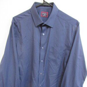 Untuckit Slim Fit Navy Blue Performance Gironde Long Sleeve Shirt Large